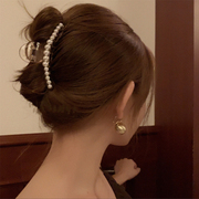 韩国ins珍珠发夹后脑勺大号头发夹子头饰优雅气质发抓夹韩式发卡