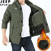 jeepspirit吉普棉衣男士，加厚加绒保暖多袋工装，棉服防水冬季棉袄