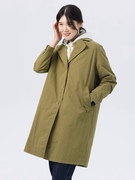 斯琴2023秋女军绿色棉锦混纺西装长款风衣外套BCQS040144