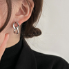 冷淡风金属链条耳钉女2024高级感气质耳环小众独特银色耳饰品