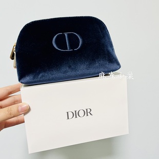 dior迪奥湛蓝色丝绒化妆包18*11.5*6.5cm刺绣logo品质高级感