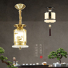新中式小吸顶灯走廊过道灯全铜，实木禅意小吊灯，茶室入户玄关阳台灯