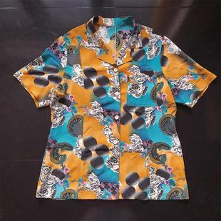 日单美式波普夏威夷风格，拼色复古男女巴洛克油画衬衫halt612