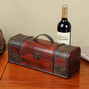 红酒盒子包装盒高档单只通用木盒皮盒箱定制礼盒，木质葡萄酒双支装