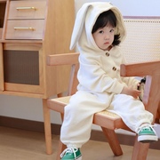 卫衣女童春秋款2023儿童兔子衣服宝宝外套童装女洋气时髦套装