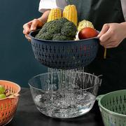 厨房家用洗菜篮水果篮，双层洗菜盆沥水篮，透明洗菜菜篮子塑料洗菜筐