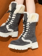 2023冬季新大码女鞋休闲鞋，女保暖反绒皮，厚底长筒雪地靴马丁靴棉鞋