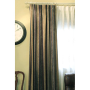 圣奇尼美式雪尼尔加厚条纹窗帘客厅卧室遮光条纹蓝色落地窗复古感