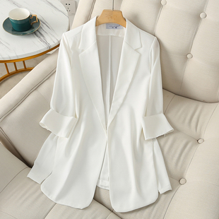 雪纺西装外套女韩版薄款上衣垂感2023宽松显瘦小众白色西服女