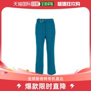 香港直邮潮奢jilsander女士，深绿色粘胶纤维混纺裤子