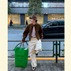 MRDONG韩国男装小立领轻奢帅气翻毛麂皮绒机车夹克设计师外套
