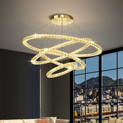 水晶客厅吊灯现代简约大气，圆环形轻奢创意，复式楼大厅卧室餐厅灯饰