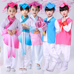 儿童古装汉服幼儿国学服装弟子规表演服男女童三字经书童演出服装