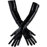 性感漆皮手套长cosplay衣服，配件黑色紧身手套，ds钢管舞表演手套