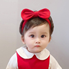 婴儿红色发带一周岁女宝宝发饰公主头饰超萌可爱蝴蝶结头花护囟门