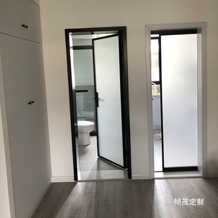 上海极窄卫生间平开门钢化玻璃厨房间厕所铝镁合金，商场店铺推拉门