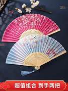中国风夏日随身古典扇子折扇古装女式古风古代汉服舞蹈折叠小竹扇