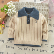 男童毛衣外套秋冬儿童，羊绒衫宝宝针织衫，上衣套头婴儿polo领毛线衣