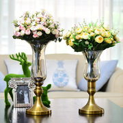 玻璃花瓶摆件餐桌，客厅电视柜装饰欧式干花仿真花客厅摆饰