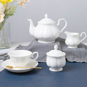 景德镇英式陶瓷咖啡杯壶套装纯白创意骨瓷咖啡，杯碟7件套送勺子
