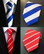 条纹领带男士西装商务领带，斜纹红白蓝白紫色，大红礼服领带8cm常规