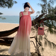 三亚云南泰国度假拍照高端沙滩裙夏季女巴厘岛海边旅游吊带连衣裙