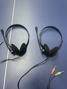 头戴式电脑耳机带麦克台式机笔记本耳麦001易麦双头1.8米