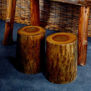 民宿实木墩子茶几边几北欧沙发，角几原木凳子，根雕木头底座复古木桩