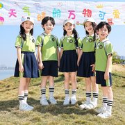 英伦风校服夏装长袖polo衫，经典纯棉小学生，校服中小学生毕业班拍照