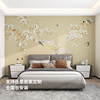 新中式无缝墙布卧室床头，客厅墙纸沙发电视背景墙，壁布定制花鸟壁画