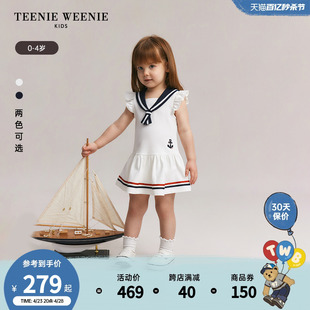TeenieWeenie Kids小熊童装24年夏季女宝宝海军风翻领连衣裙