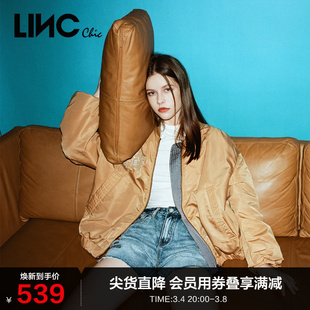 LINCCHIC金羽杰羽绒服女飞行员夹克轻薄短款羽绒服女冬Y22802010