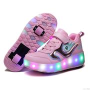 暴走轮滑鞋女孩鞋可走可滑公主男孩隐形发光USB充电儿童户外溜冰