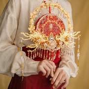 四时吉祥团扇diy材料包新娘结婚红色流苏重工刺绣明制中式婚礼