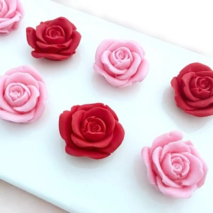 巧克力立体红色玫瑰花西点蛋糕装饰七夕情人节花瓣插件可食用