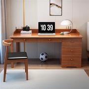 家用家用实木书桌写字桌一体带儿童学习桌学生卧室办公电脑桌书柜