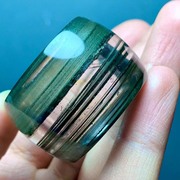 魅晶天然巴西原矿水晶晶体通透绿幽灵千层山扳指指环