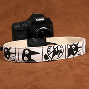 卡通猫咪相机背带经典黑白色斜跨单反肩带适用于佳能尼康富士索尼