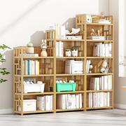 书架落地置物架简易实木儿童书柜子家用桌面收纳储物客厅组合书本