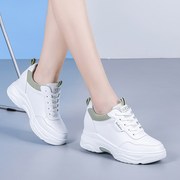 小白鞋女2023秋季百搭运动旅游鞋坡跟厚底内增高女鞋