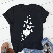 fashiontshirt女士graphicbutterflyclockcartoon短袖sp