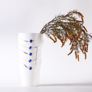 极简现代手绘陶瓷创意白色花瓶摆件样板房间酒店客厅茶几软装饰品