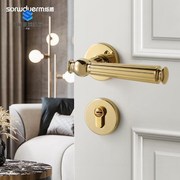 烁盾卧室门锁室内门把手法式金色，磁吸门锁静音分体，门锁家用木门锁