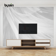 北欧个性创意白羽毛无纺布墙纸，电视背景墙壁纸现代简约卧室3d壁画