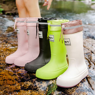 雨鞋女款高筒成人柔软日系时尚水鞋防水防滑加绒轻便耐磨雨靴LFY