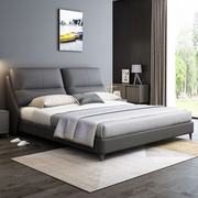 轻奢真皮床简约现代小户型1.8米双人床主卧婚床 1.5m储物软包床