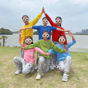 儿童彩色纯棉卫衣长袖外套小学生幼儿园运动会班服糖果色亲子套装