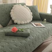 纯色沙发坐垫纯棉布防滑简约四季全棉沙发垫套巾格尚-墨绿45*4抱