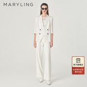 MARYLING玛俪琳夏季新品白色波点中袖西装外套A1EDW14670
