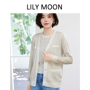 lilymoon气质高级秋季名媛风优雅小香风羊毛两件套上衣